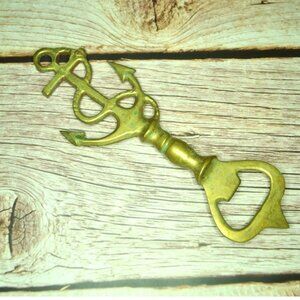 Vintage Brass Bottle Opener Anchor Theme Nautical Bar Accessories Boating